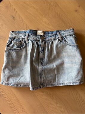 We The Free Light Blue Denim Mini Skort